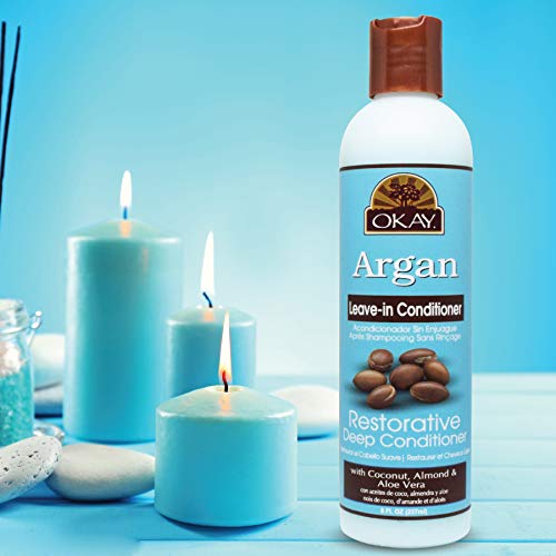 OKAY | Argan Leave In Conditioner | For All Hair Types & Textures | Restore, Hydrate & Smooth Hair | With Coconut, Almond, & Aloe Vera | Free Of Parabens, Silicones, Sulfates | 8 Oz - Image 4