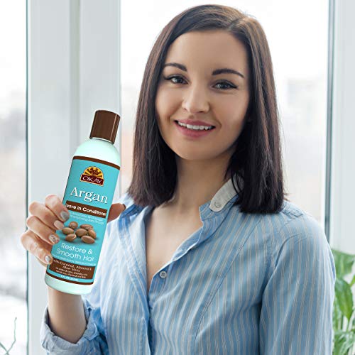 OKAY | Argan Leave In Conditioner | For All Hair Types & Textures | Restore, Hydrate & Smooth Hair | With Coconut, Almond, & Aloe Vera | Free Of Parabens, Silicones, Sulfates | 8 Oz - Image 5