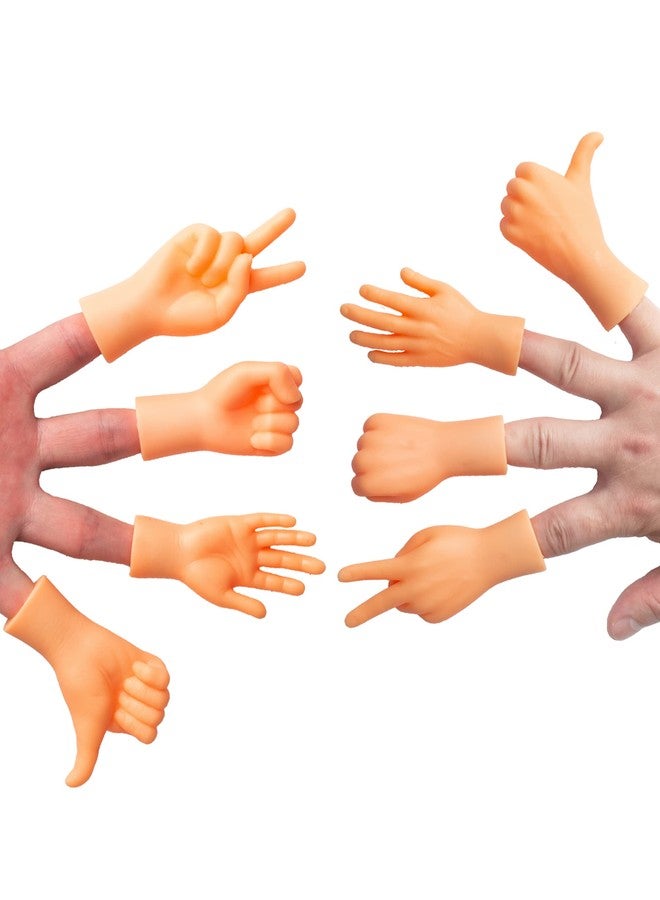 AQKILO Tiny Hands Rock Paper Scissors Finger Puppets 8 Pieces, Mini Left and Right Hand Set, Mixed Styles for Party Favors, TikTok Toys, and Gag Gifts - Image 1