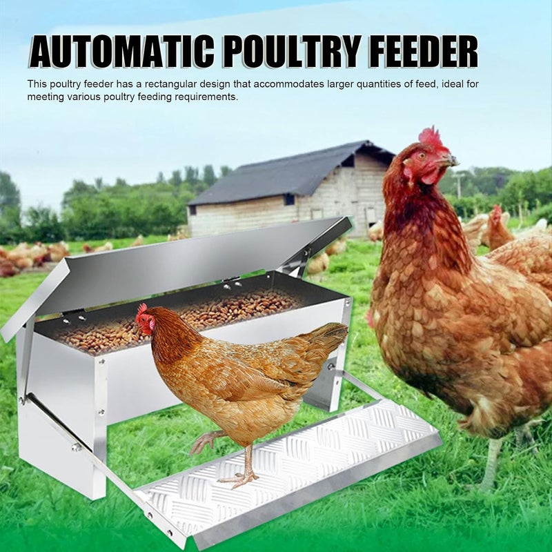 Automatic Chicken Feeder Large Capacity Steel Poultry Food Dispenser with Water Lid for Farm - Durable High Strength Material, Easy Maintenance for Chickens and Ducks - Image 4