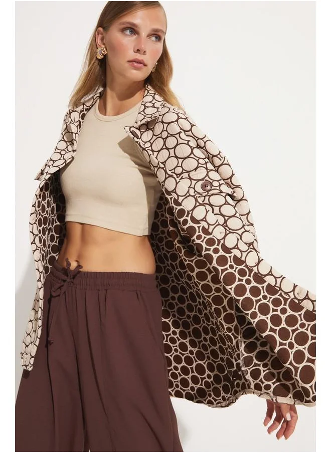 JUNE June Exclusive Patterned Oversize Jacket Beige