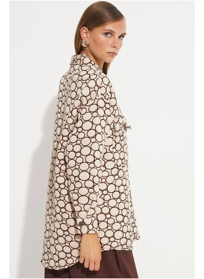 JUNE June Exclusive Patterned Oversize Jacket Beige