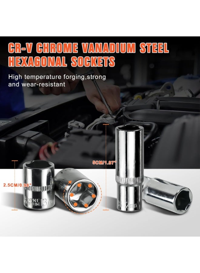 مجموعة أدوات إصلاح كاملة من الفولاذ المقاوم للصدأ مكونة من 53 قطعة - قطع غيار إصلاح سيارات احترافية، مناسبة لإصلاح السيارات والمشاريع المنزلية - مقاومة للصدأ وقابلة للحمل - Image 4