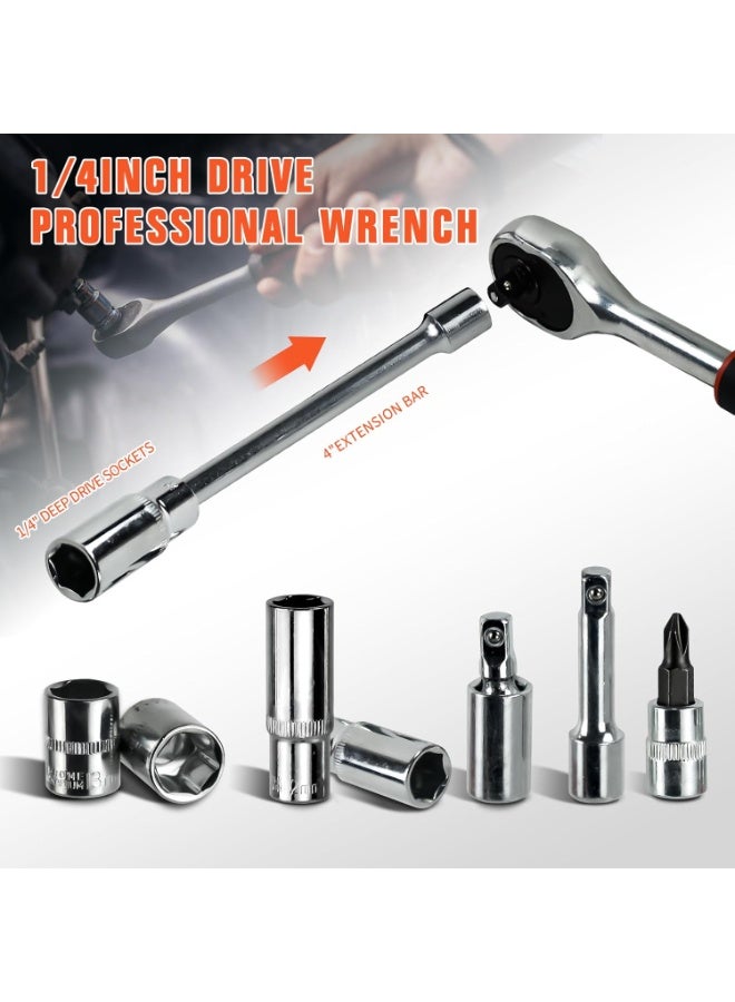 مجموعة أدوات إصلاح كاملة من الفولاذ المقاوم للصدأ مكونة من 53 قطعة - قطع غيار إصلاح سيارات احترافية، مناسبة لإصلاح السيارات والمشاريع المنزلية - مقاومة للصدأ وقابلة للحمل - Image 5