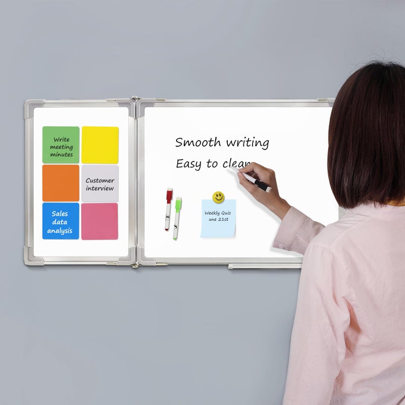 Navy Penguin Whiteboard Set - Dry Erase Board 47 x 18 in with 1 Dry Wipe Eraser, 4 Markers, 4 Magnets and 6 Magnetic Notes - Large Vision Wall White Board for Home Office College - Image 3