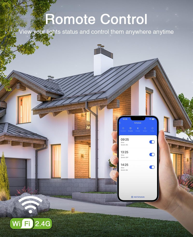 GHome Smart Switches for Lights, WiFi Smart Light Switch Works with Alexa and Google Home, Single-Pole, Neutral Wire Required, 2.4Ghz WiFi Light Switch with APP Control, No Hub Required, UL FCC Listed - Image 4