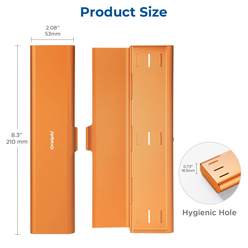 Oralphi Wider Aluminum Toothbrush Travel Case, Portable Travel Toothbrush Holder, Durable Manual Toothbrush Box Container for Traveling, Bathroom, Camping, Business Trip, Orange - Image 5