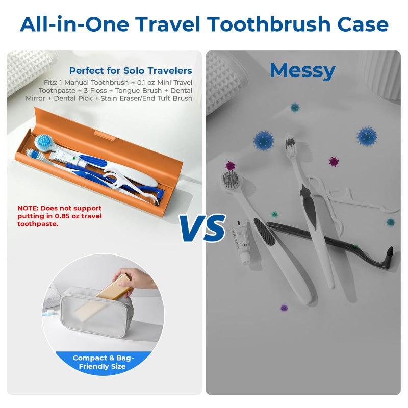 Oralphi Wider Aluminum Toothbrush Travel Case, Portable Travel Toothbrush Holder, Durable Manual Toothbrush Box Container for Traveling, Bathroom, Camping, Business Trip, Orange - Image 3