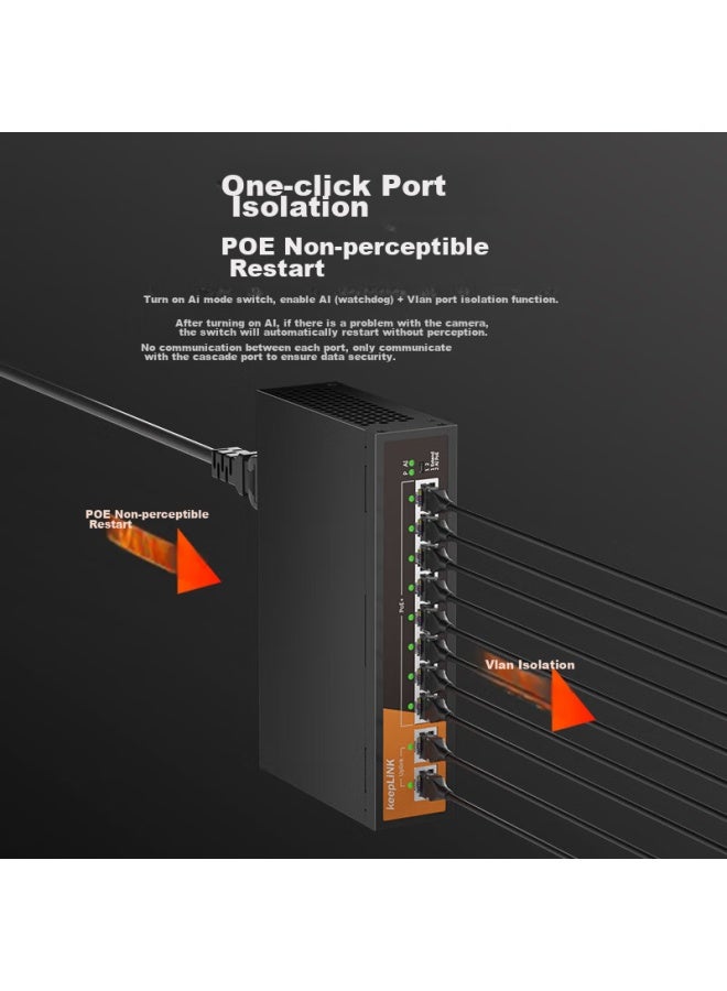 Keeplinkkp-9000 10-port 100mbps Poe Switch, Unmanaged Enterprise Engineering Monitoring Switch, 135w - Image 3