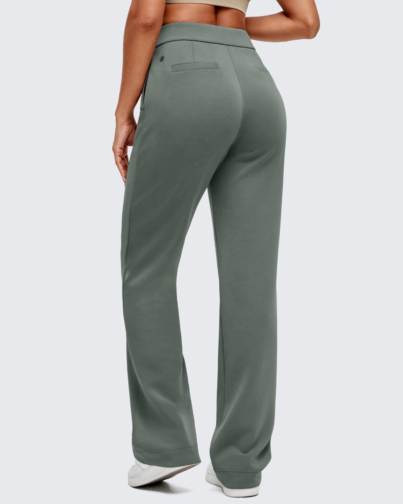 G4Free Work Pants Women Stretchy High Waist Sweatpants Straight Leg Sweat Pants for Office Casual Daily Dressy Gym Wear (Gray Sage,S,Regular) - Image 2