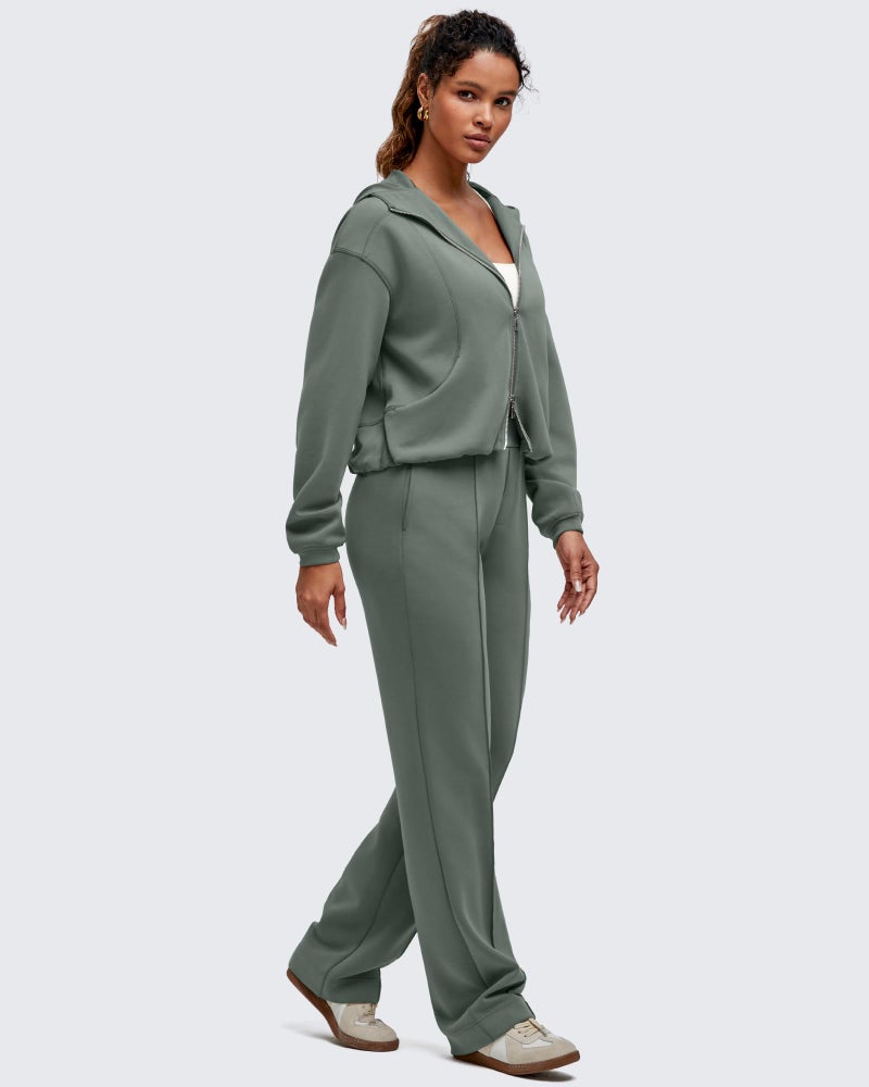 G4Free Work Pants Women Stretchy High Waist Sweatpants Straight Leg Sweat Pants for Office Casual Daily Dressy Gym Wear (Gray Sage,S,Regular) - Image 5
