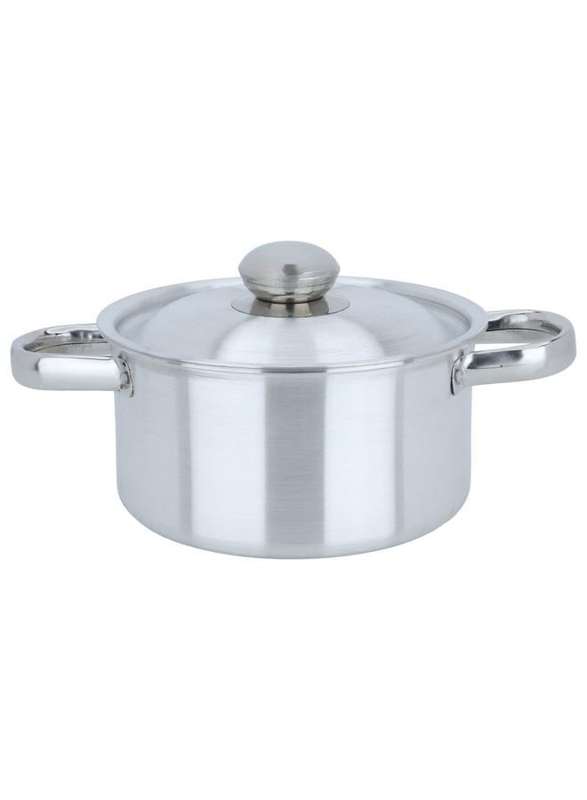 ROBUST Aluminum Pot With Lid And Handles 18 Cm Round Silver - Image 1