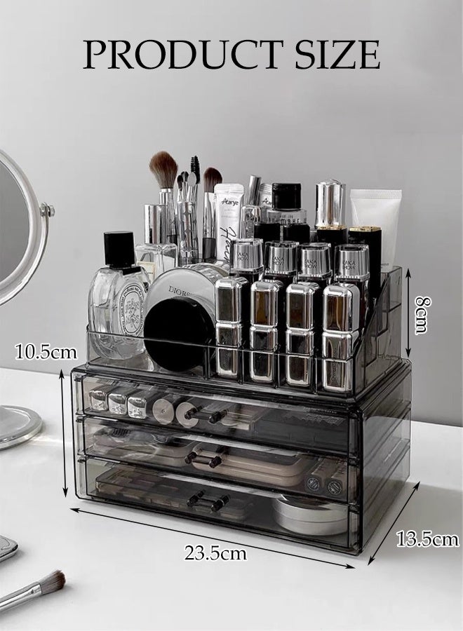 DUNISO 12 Slots Acrylic  Lipstick Holder,Lip Gloss Display Rack,Plastic Makeup Organizer with 3 drawers,for Dresser Countertop and Bathroom Vanity - Image 2
