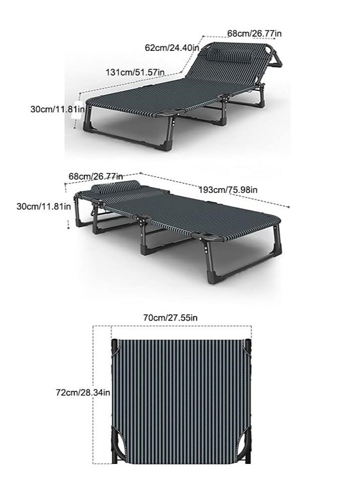 GO2CAMPS Premium Foldable Camping Bed With Padded Cusion And Head Rest | Durable And Portable Camping Cot | Lightweight Zero Gravity Camping Bed | Beach Sun Lounger | Outdoor And Indoor Uses - Image 4