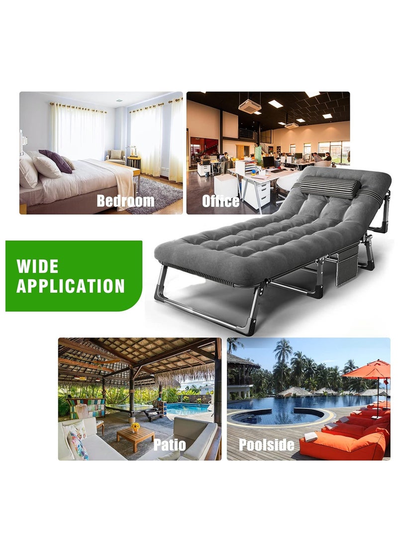 GO2CAMPS Premium Foldable Camping Bed With Padded Cusion And Head Rest | Durable And Portable Camping Cot | Lightweight Zero Gravity Camping Bed | Beach Sun Lounger | Outdoor And Indoor Uses - Image 2