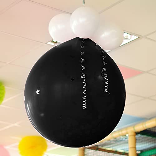 Leitee 2 Pcs 72 Inch Giant Balloons Round Latex Large Human Egg Jumbo Balloons Inflatable Air Decorations for Birthday Party Wedding Engagement(Black) - Image 5
