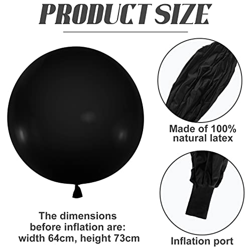 Leitee 2 Pcs 72 Inch Giant Balloons Round Latex Large Human Egg Jumbo Balloons Inflatable Air Decorations for Birthday Party Wedding Engagement(Black) - Image 2