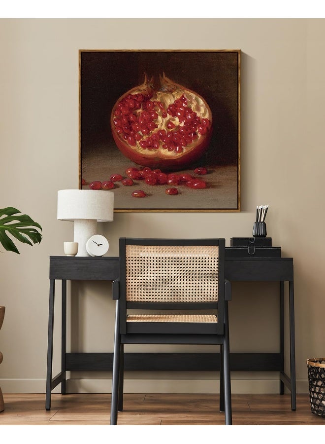 ARPEOTCY Square Still Life Vintage Wall Art, 24x24in Large Framed Canvas Wall Decor, Classical Pomegranate Decor for Living Room, Vintage Hanging Paintings for Kitchen, Dining - Image 5