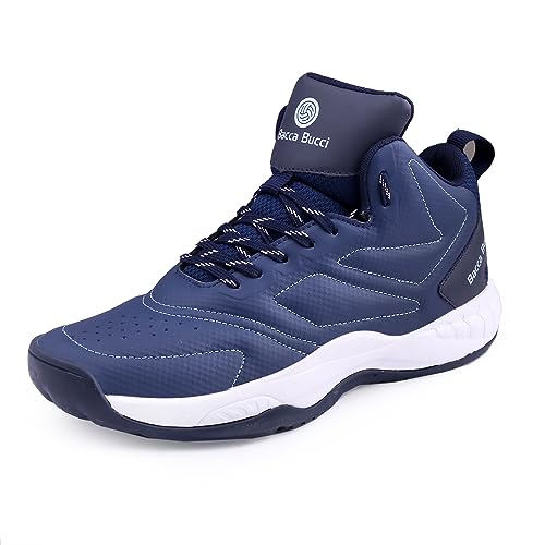 Bacca Bucci Mens Courtflex Basketball All Court High Top Shoes Basketball Shoes/Sneakers With Adaptive Cushioning & Breathable Upper -Blue, Size Uk10 - Image 1