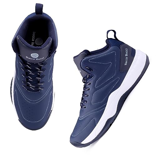 Bacca Bucci Mens Courtflex Basketball All Court High Top Shoes Basketball Shoes/Sneakers With Adaptive Cushioning & Breathable Upper -Blue, Size Uk10 - Image 4