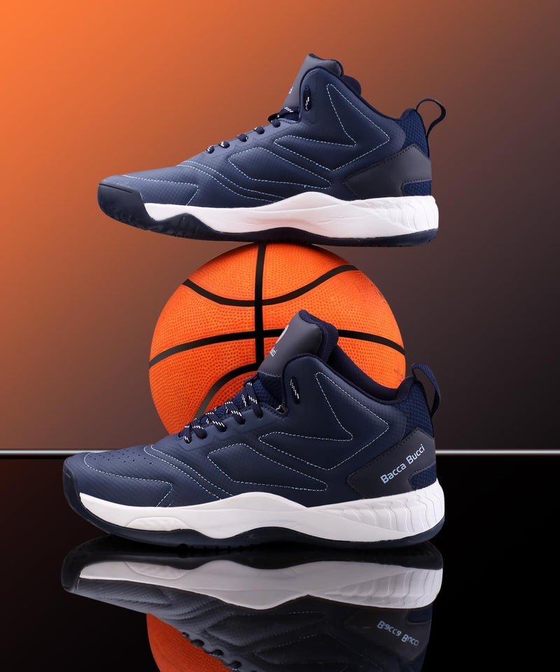 Bacca Bucci Mens Courtflex Basketball All Court High Top Shoes Basketball Shoes/Sneakers With Adaptive Cushioning & Breathable Upper -Blue, Size Uk10 - Image 2