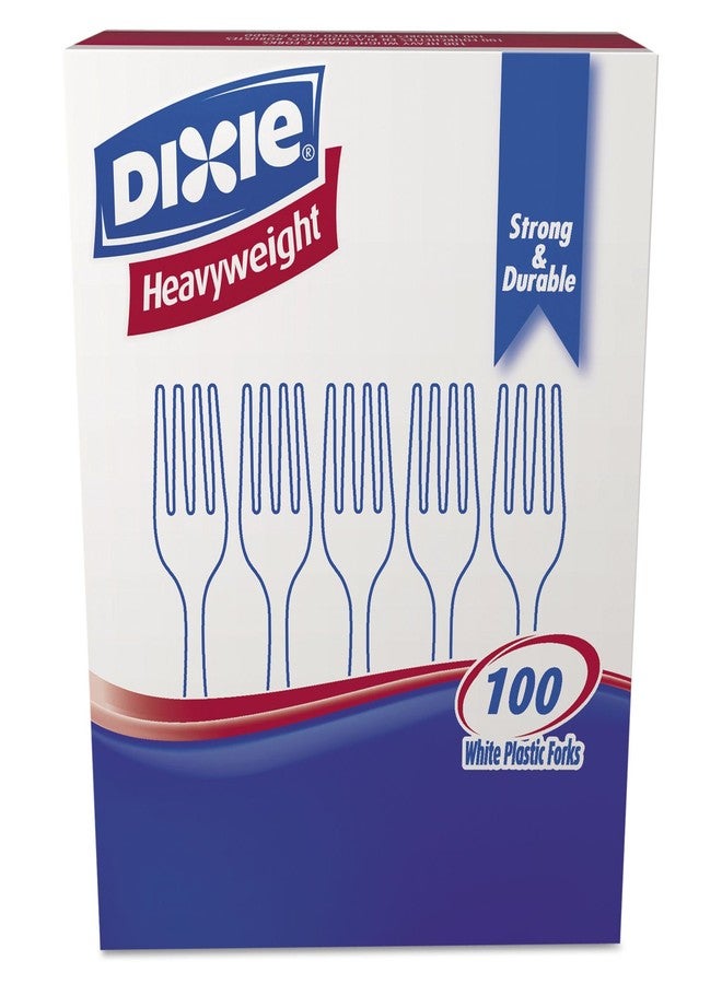 Dixie FH207 Plastic Cutlery, Heavyweight Forks, White, 100/Box - Image 1
