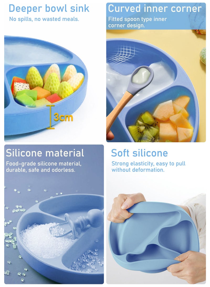 HomarKet Baby Feeding Set, 9 Pcs Baby Tableware Set, Food grade Silicone Squirrel Baby Cutlery and Plates Set, Non-Slip Infant Dinnerware Set, Baby Self Feeding Utensils - Image 4