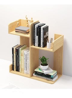 Generic Natural Beech Wood Desktop Shelf, a freestanding small bookshelf for organizing desk supplies. This desktop bookshelf organizer is ideal for keeping your office supplies in order  - Image 3