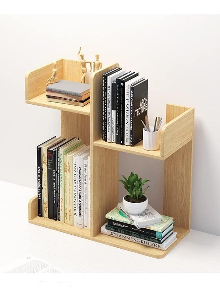 Generic Natural Beech Wood Desktop Shelf, a freestanding small bookshelf for organizing desk supplies. This desktop bookshelf organizer is ideal for keeping your office supplies in order  - Image 3
