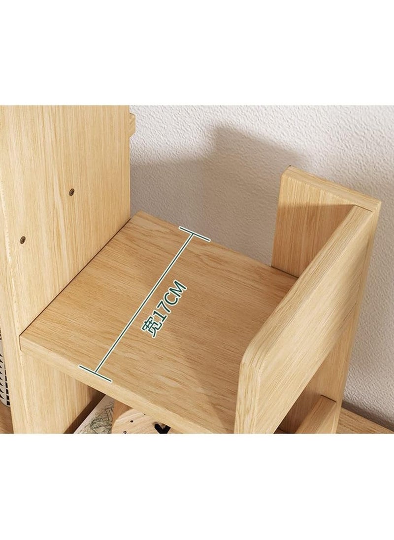 Generic Natural Beech Wood Desktop Shelf, a freestanding small bookshelf for organizing desk supplies. This desktop bookshelf organizer is ideal for keeping your office supplies in order  - Image 4