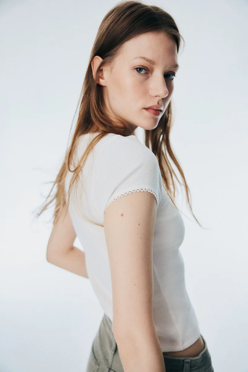 H&M Ribbed button-front top