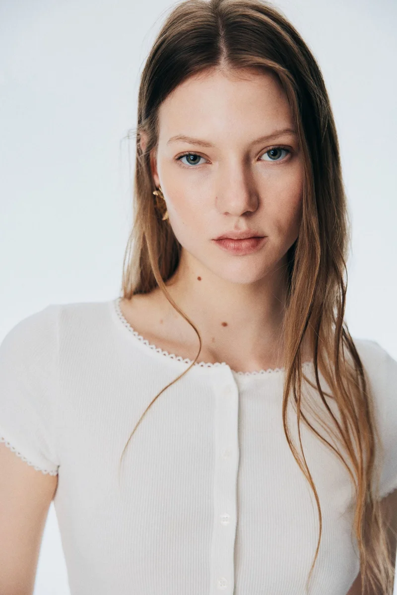 H&M Ribbed button-front top