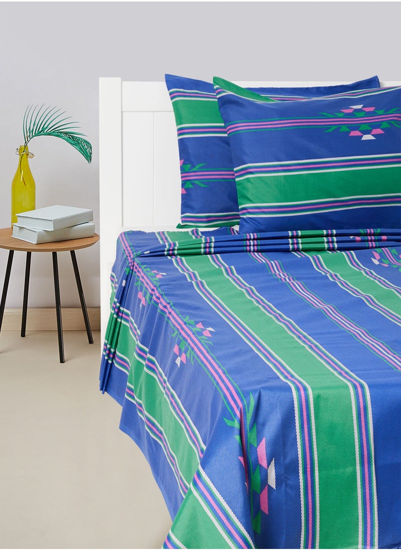 RISHAHOME 3-Piece Printed 180 TC Cotton Bedsheet Set Queen Size Premium Collection (1 Bedsheet + 2 Pillow Cases) Scampi  - Image 1