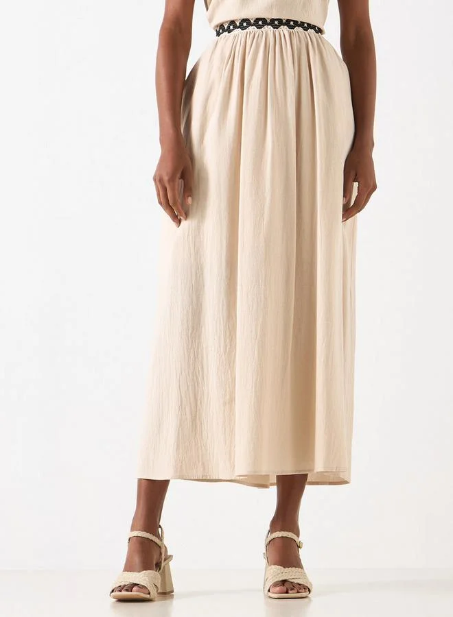 2Xtremz 2Xtremz Textured A-line Maxi Skirt with Crochet Detail Waistband
