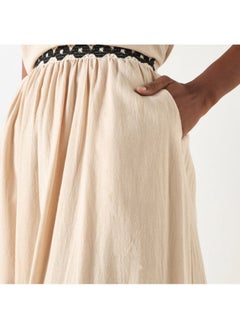 2Xtremz 2Xtremz Textured A-line Maxi Skirt with Crochet Detail Waistband  - Image 3