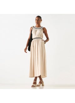 2Xtremz 2Xtremz Textured A-line Maxi Skirt with Crochet Detail Waistband  - Image 4