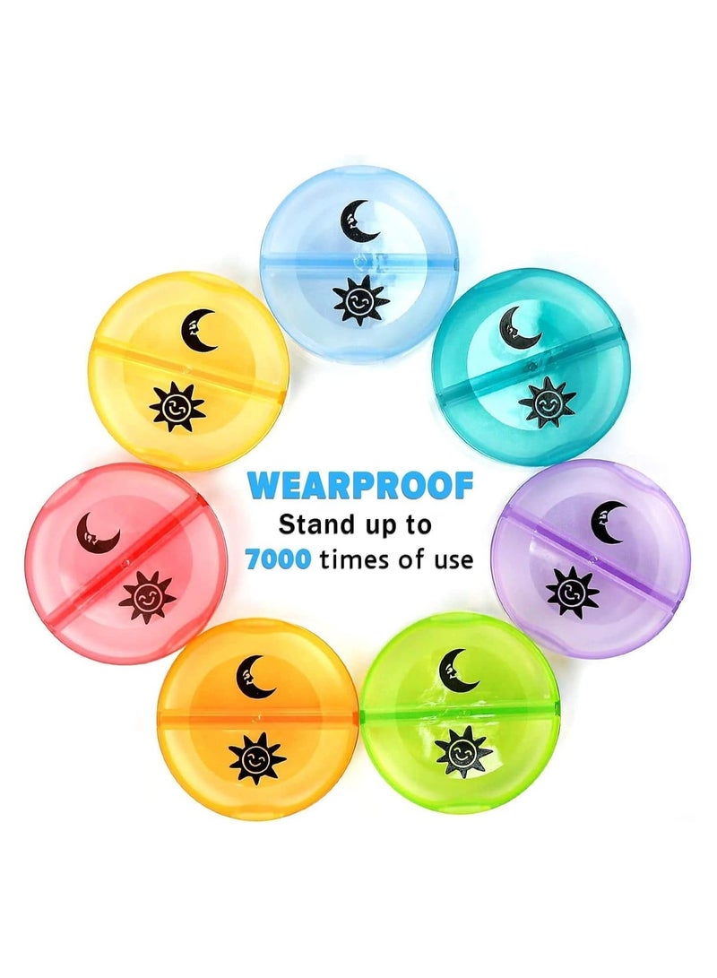 Weekly Pill Organizer, Round Storage Case, Weekly AM/PM Pill Box, Daily Box for Reminder, 7 Days 2 Times a Day, for Vitamin/Fish Oils/Supplement - Image 5