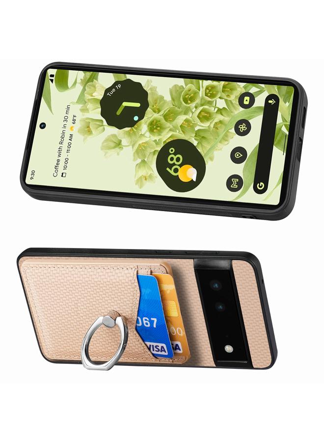 اس-توب جراب لهاتف Google Pixel 6 من ألياف الكربون مع حامل بطاقات وحلقة للهاتف - Image 4