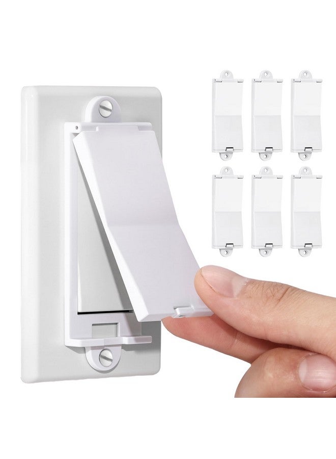 PSZEZNZ 6 Light Switch Guard Cover, Baby Proof Wall Switch Cover Guard for Rocker Light Switch Protects Your Lights or Circuits from Being Accidentally Turned On or Off (White) - Image 1