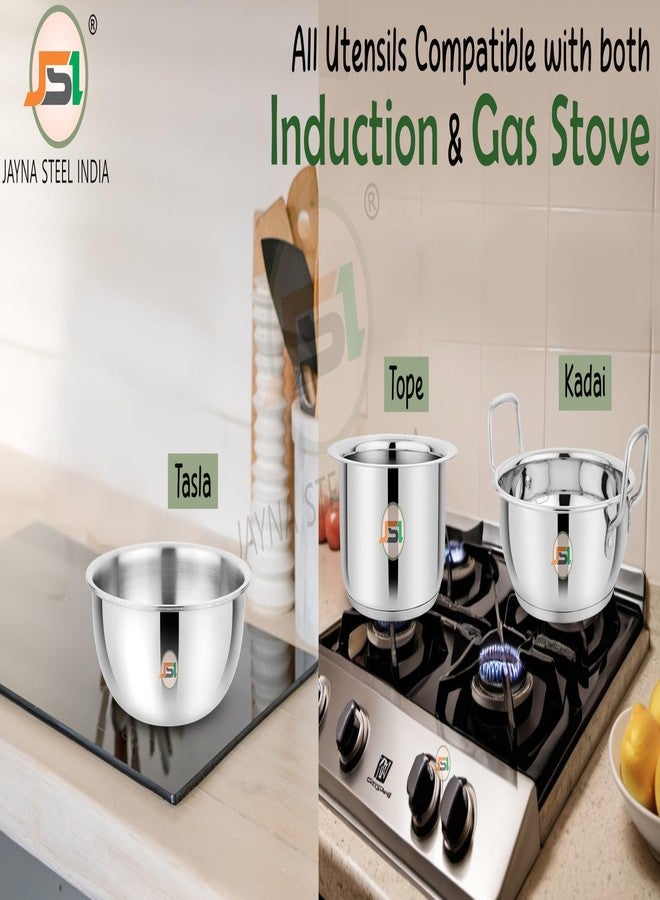 JSI Stainless Steel Tri-Ply Induction Base Cookware Set 3 Pcs, Milk Tope 2000ml, Kadhai/Wok 2300ml, Tasla 2500ml - 304 Grade Steel Cooking Set/Kitchen Utensils Set/Cookware Combo Set - Image 2