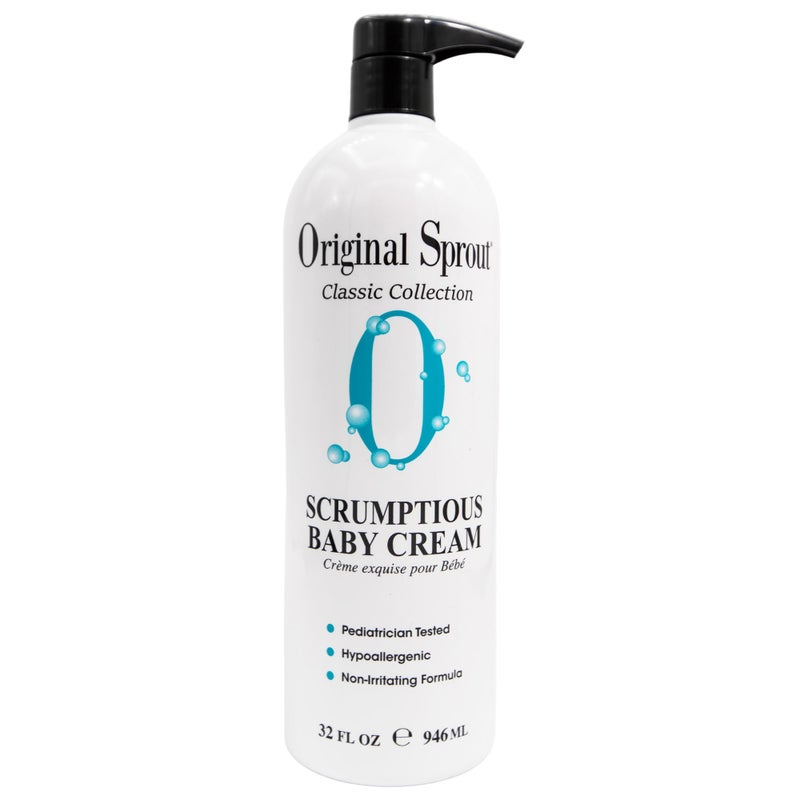 Original Sprout Scrumptious Baby Cream, Baby Lotion & Butt Cream with Zinc, Diaper Rash Cream for Baby’s Sensitive Skin, 32 oz. Bottle - Image 1