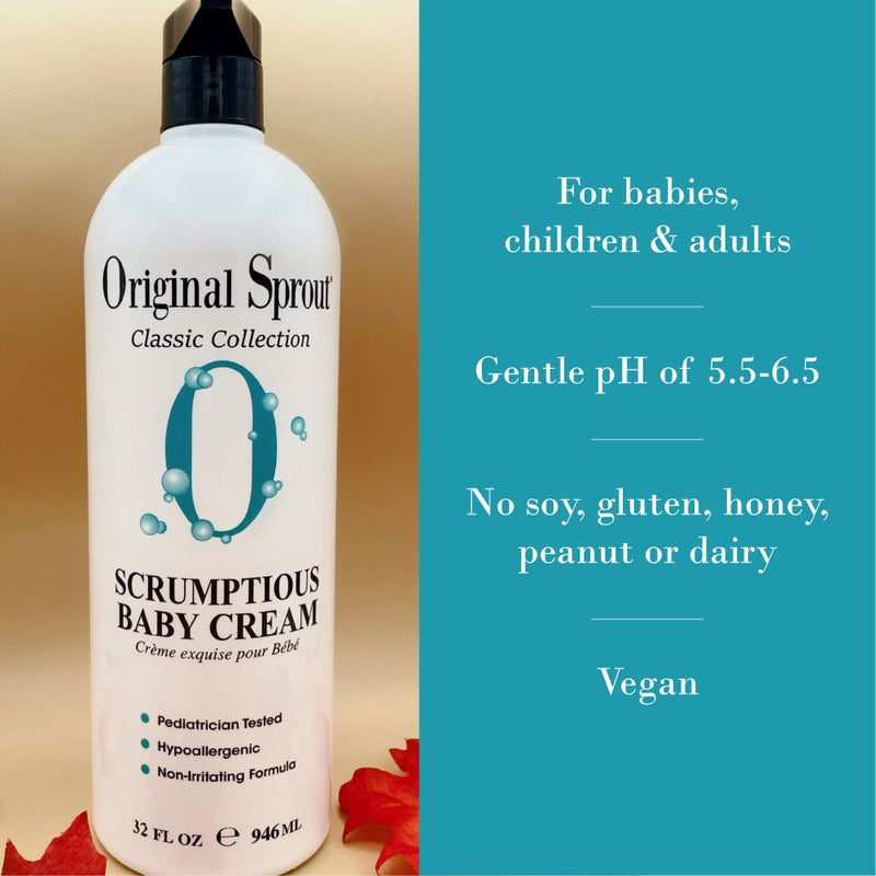 Original Sprout Scrumptious Baby Cream, Baby Lotion & Butt Cream with Zinc, Diaper Rash Cream for Baby’s Sensitive Skin, 32 oz. Bottle - Image 5