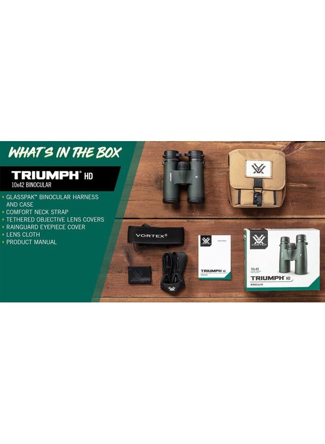 VORTEX مناظير أوبتيكس تريومف HD 10x42 - نظام بصري HD، عدسات متعددة الطلاء بالكامل، درع مطاطي، قابلة للتكيف مع الحامل الثلاثي، مقاومة للماء، مقاومة للضباب، مقاومة للصدمات - ضمان غير محدود وغير مشروط - Image 5