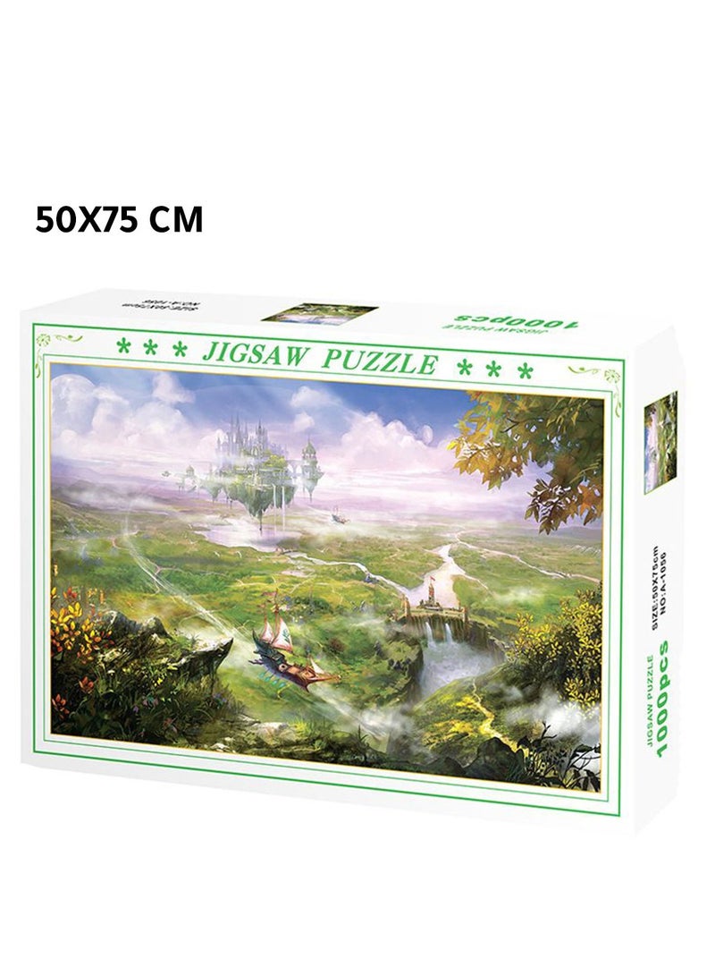 أحجية فنية خيالية 1000 قطعة للأطفال والكبار – لوحة تركيب كبيرة مقاس 50×75 سم بألوان زاهية – مثالية للاسترخاء وتنشيط العقل والتسلية الإبداعية - Image 1