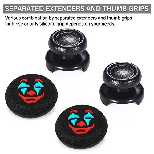 Playrealm FPS Thumbstick Extender & Texture Rubber Silicone Grip Cover 2 Sets for PS5 & PS4 Controller (Joker Black) - Image 3