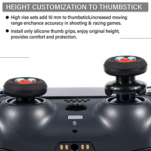 Playrealm FPS Thumbstick Extender & Texture Rubber Silicone Grip Cover 2 Sets for PS5 & PS4 Controller (Joker Black) - Image 4