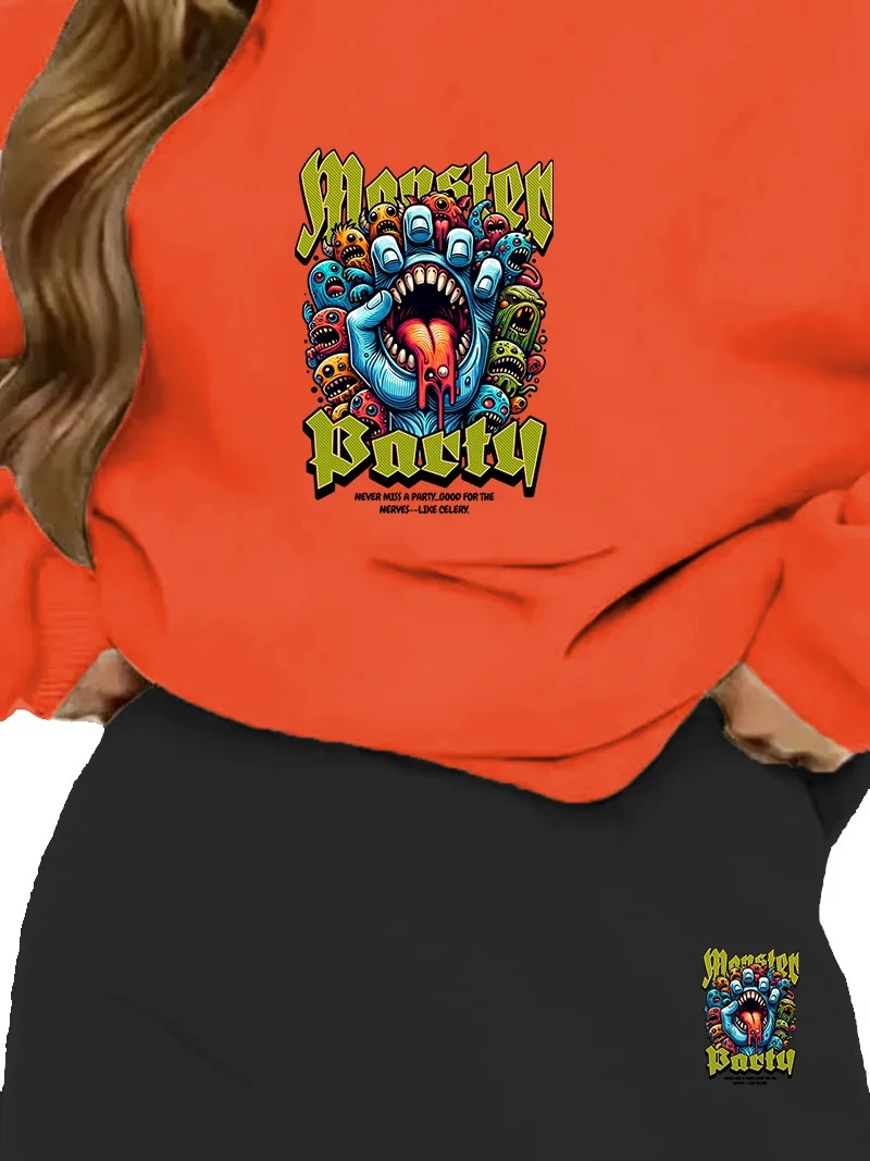 DogFish Tracksuit Oversize Mythicalchymera Printed Tracksuit,lover,couple Combination Orange