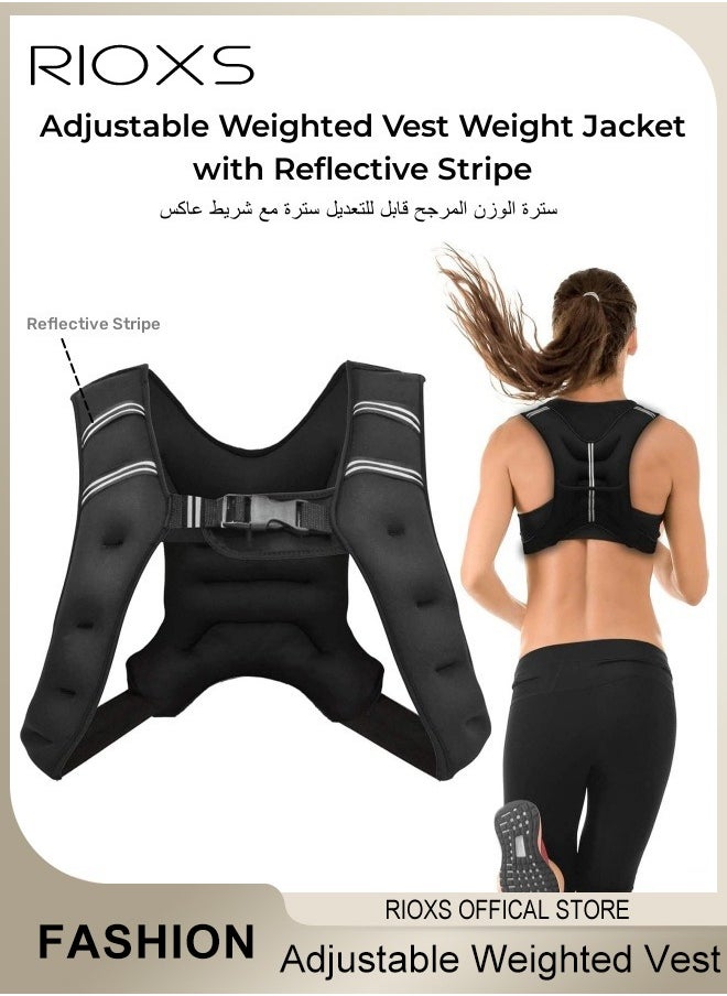 RIOXS Adjustable Weighted Vest Weight Jacket for Men and Women with Reflective Stripe for Running Strength Training Workout Jogging Walking Home Gym Fitness Unisex  - Image 1