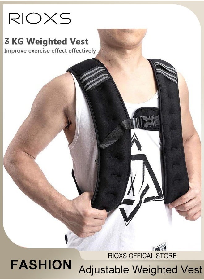 RIOXS Adjustable Weighted Vest Weight Jacket for Men and Women with Reflective Stripe for Running Strength Training Workout Jogging Walking Home Gym Fitness Unisex  - Image 2