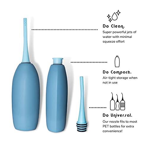 takva BIDOO The Universal, Portable Bidet (Aqua) with Cap and Travel Bag l Replaces Wet Wipes and Shower Toilet l Peri Bottle for Postpartum l Elder Care l New Moms l Pre and Post-Intimacy - Image 2